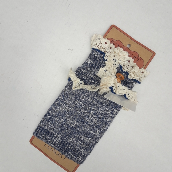 NWT Crocheted Lacy Boot Cuffs Socks Cuff Blue Lace - Picture 4 of 8